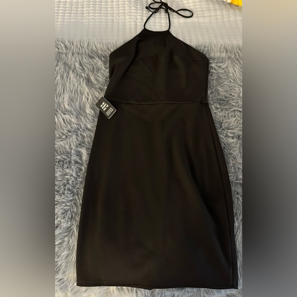 Express Backless black halter dress